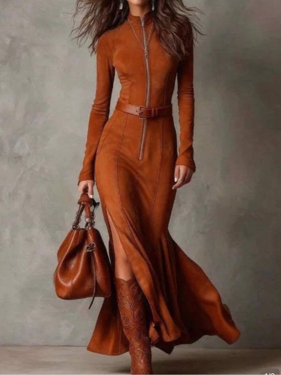 SHEIN Dresses & Skirts - NWT Women's Elegant Long Suede-Texture Dress